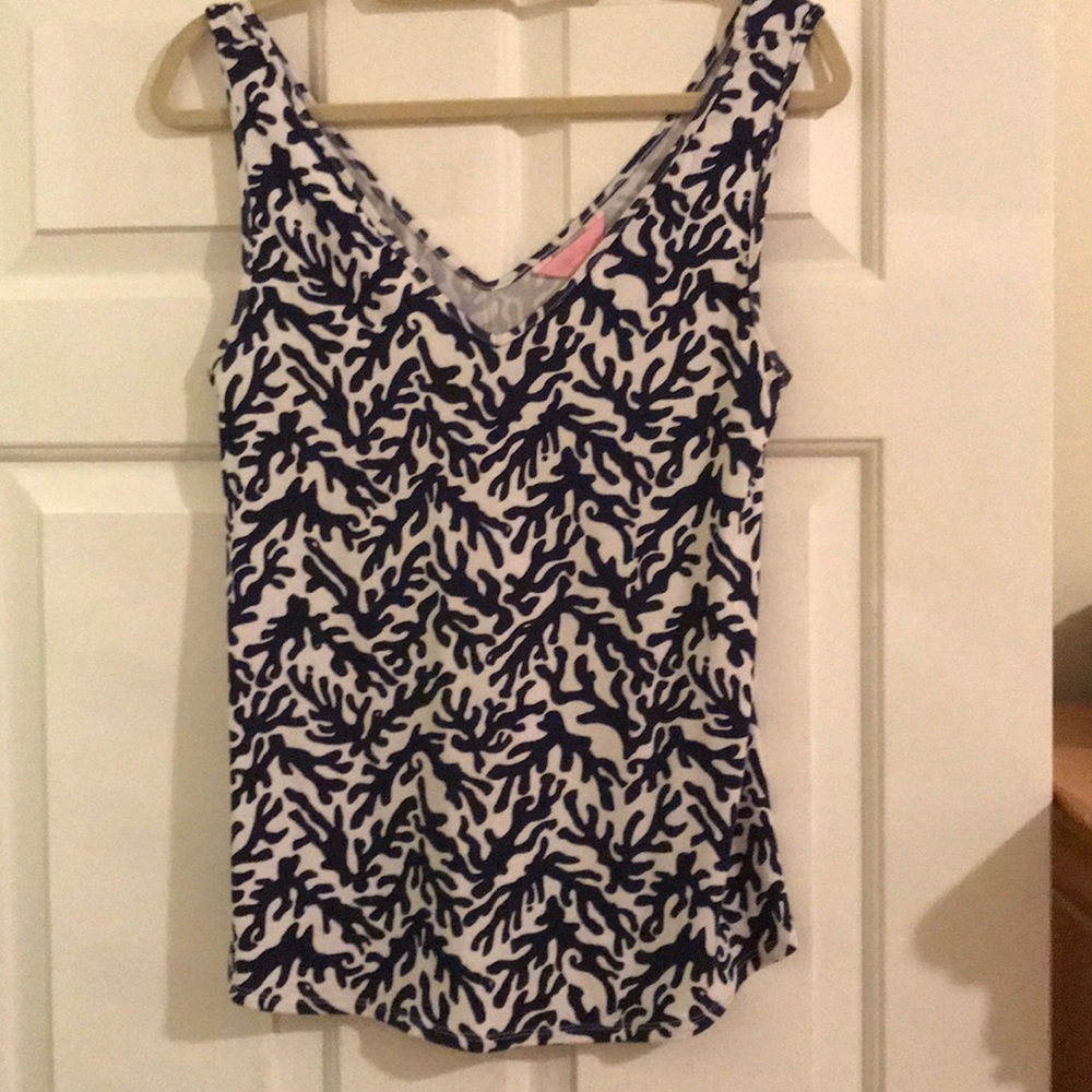 Lilly Pulitzer navy coral sleeveless top